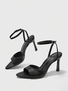 CUCCOO BIZCHIC Simple Round Toe With Stiletto Sandals, High Heels For Workplace Commuting Temperament Summer - List One Black - View 8