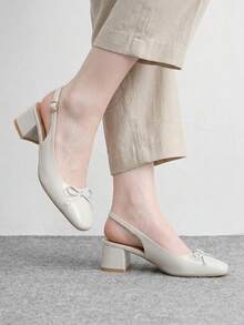 CUCCOO BIZCHIC Women's Fashion Classic Bow Heel Flats, Suitable For Work Dating Party Holidays, Platform Heel Bow High Heels Christmas Spring Shoes - silver gray - View 1