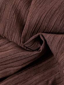 男童单件柔软提花织纹长裤，配有仿抽绳，直筒休闲裤，适合四季日常穿着 - 咖啡棕 - 查看 3