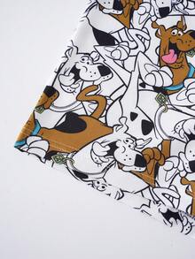 SCOOBY-DOO X SHEIN 男士字母卡通印花泳裤，适合夏季度假和海滩穿着 - 黑與白 - 查看 4