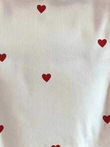SuriyaCove 女士休闲通勤爱心印花撞色打结露背上衣，夏季 - 彩色 - 查看 4