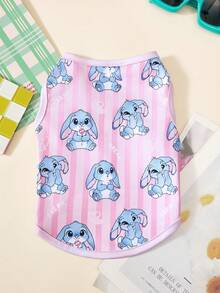 PETSIN 2pcs Multi-Color Striped Blue Bunny Cute Print, Comfortable And Soft, No Shedding Pet Vest - Multicolor - View 3