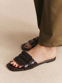 Rosivie Sandalias planas con flecos versátiles de moda para mujer - Marrón Mocha - Ver 6