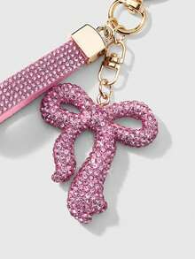 ROMWE Kawaii 1 Ins Sweet And Versatile Multi-Color Shiny Soft Ceramic Rhinestone Colorful Bow Nylon Wristband DIY Love Keychain Bag Pendant Pendant, Holiday Gift - Multicolor-9 - View 6