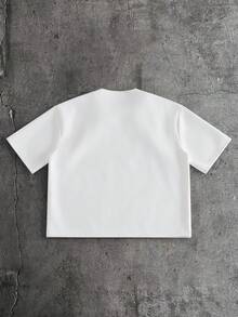 AXEPEAK Men's Metal Decor Round Neck White Short Sleeve T-Shirt, Summer - White - View 2