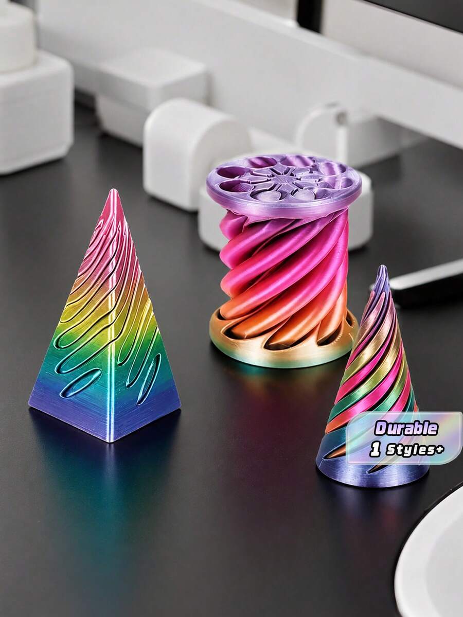 3D Printed Impossible Pyramid Shuttle Sculpture, Conical Decompression Toy, Impossible Cylinder Anxiety Relief Toy, Magical Impossible Shuttle Tabletop Decoration Toy - Multicolor - View 1
