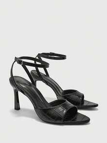 CUCCOO BIZCHIC Simple Round Toe With Stiletto Sandals, High Heels For Workplace Commuting Temperament Summer - Stone black - View 8