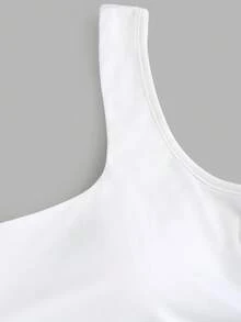 SHEIN Unity 女式夏季纯色方领休闲修身背心 - 白色 - 查看 5