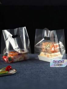 透明礼品袋，带手柄的塑料手提袋，购物/礼品袋，耐用，适合母亲节、婚礼、生日、毕业典礼、新娘送礼会、派对用品、购物 - 無色 - 查看 1