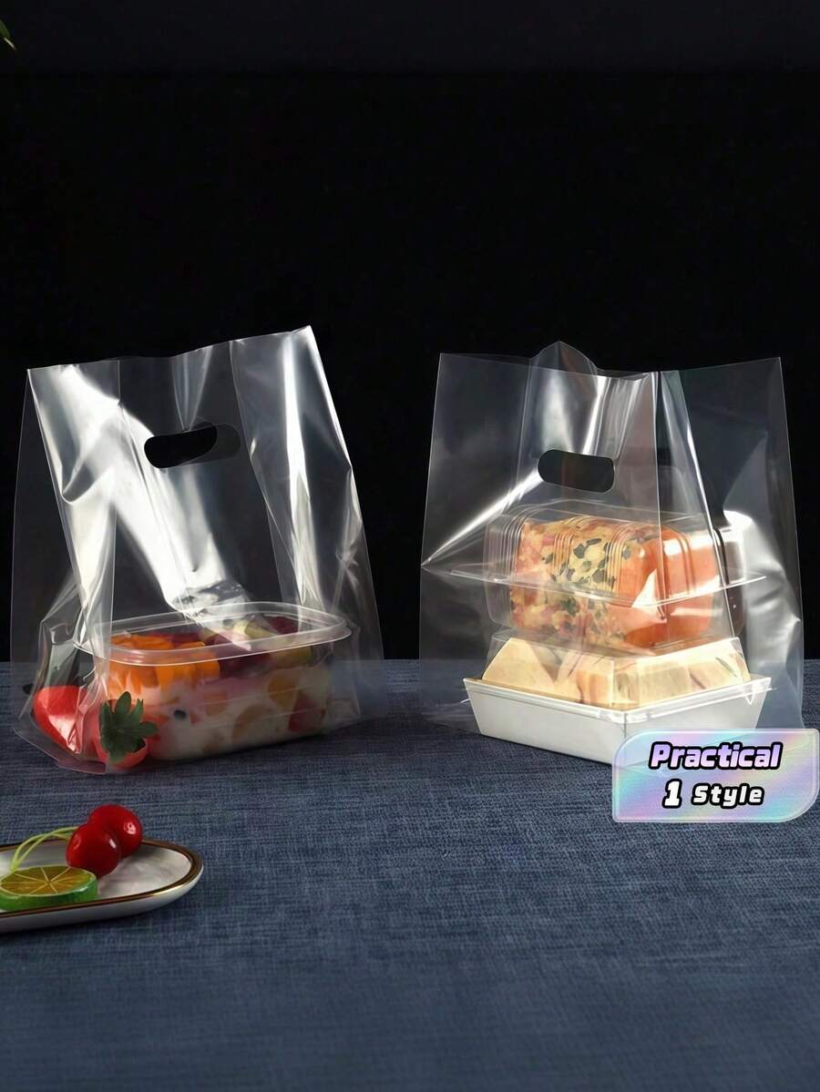 透明礼品袋,带手柄的塑料手提袋,购物/礼品袋,耐用,适合母亲节、婚礼、生日、毕业典礼、新娘送礼会、派对用品、购物 - 無色 - 查看 1