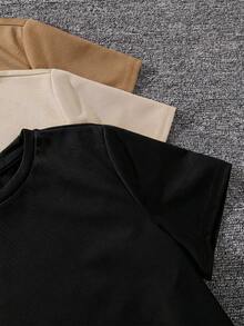 SHEIN 6件套青少年男童舒适休闲金属项链装饰圆领短袖T恤和短裤两件套，高性价比多件套装，适合户外玩耍、街头摄影、派对和休闲活动。 - 彩色 - 查看 3