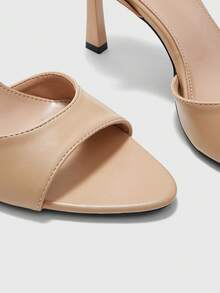 CUCCOO BIZCHIC Simple Round Toe With Stiletto Sandals, High Heels For Workplace Commuting Temperament Summer - List one apricot color - View 7