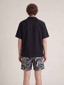 Zalmeno Plus Size Men's Marble Print Drawstring Waist Pocket Beach Shorts - Multicolor - View 2