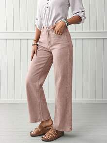 EMERY ROSE Jeans de mezclilla casuales de unicolor para mujer - Marrón Mocha - Ver 4