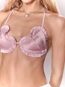 ROMWE Kawaii Women's Sexy Stereoscopic Heart Decor Camisole - Pink - View 8