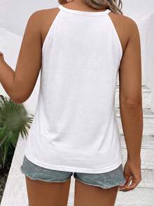 EMERY ROSE Camiseta de tirantes versátil y casual para mujer de talla grande, nueva llegada de primavera/verano - Blanco - Ver 2