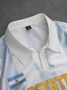 Manfinity Roghcode Áo polo nam tay ngắn in chữ, phối màu, phong cách thường ngày, đa năng. - Nhiều màu - Xem 7