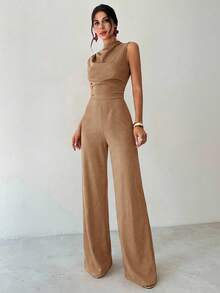 Firerie Bộ jumpsuit dài dáng chữ A thanh lịch dành cho nữ, thích hợp mặc hàng ngày, dự đám cưới, tiệc tùng, lễ hội âm nhạc, kỳ nghỉ, màu đỏ, trang phục giáo viên cho nữ. - Màu Khaki - Xem 7