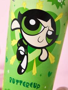 THE POWERPUFF GIRLS X SHEIN 500ml /16 Oz 真空隔熱不鏽鋼杯，1個防漏蓋，適用於熱飲/冷飲，適用於大多數杯架 - 綠色 - 查看 9