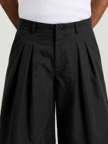 Manfinity Hypemode Men's Solid Color Pocket Wide Leg Loose Cropped Pants - Black - View 5