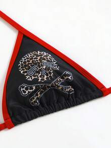 Oceva 2pcs Women's Summer Beach Wear Leopard Print Backless Halter Bikini Set, Suitable For Beach,, Party Polka Dot - Multicolor - View 8