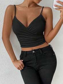VaVaBold Women's Sexy Criss-Cross Backless Pleated Fashionable Tank Top - Black - View 4