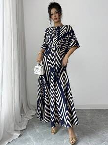 Selianne Women's Fashion Party All-Over Print Dress - Blue - View 5