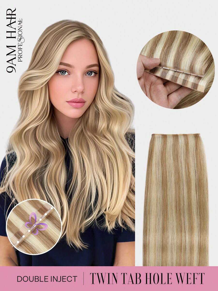 Extensiones de cabello con doble trama invisible sin pegamento de cabello Remy mariposa con microperlas, extensiones de cabello con doble trama de PU, extensiones de trama invisible sin costuras con perlas