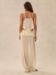 Easelle Bộ đồ nữ phong cách Bohemian ren chắp vá xếp nếp dây đeo vai lãng mạn cho kỳ nghỉ - Nhiều màu - Xem 2
