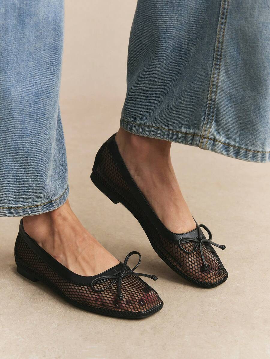 Rosivie Women Flats Spring And Summer New Models, Square Toe Design, Comfortable And Simple Vacation, Women's Flat Bottom, Essential For Commuting, Casual And Versatile - Black - View 1