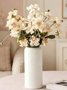 Cirelle 7.8" Plastic Composite Vase, Ceramic-Like Look, Unbreakable & Lightweight, Simple Desktop Vase For Dried Flowers, Reeds & Artificial Flowers, Modern Home Decor - multicolor - View 2