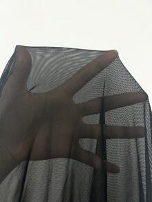 SHEIN Allurite 女士性感透视蕾丝钢圈吊带背心，夏季 - 黑色 - 查看 6