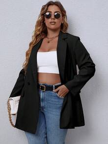 EMERY ROSE Áo vest Plus size Nút đôi màu trơn Thanh lịch - màu đen - Xem 1