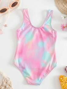 SHEIN Tween Girl Striped Floral Print Tankini Swimsuit Set - Multicolor - View 2