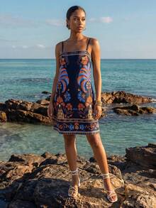 CAJUNI Tropical Vacation Cute Forest Mini Dress - Multicolor - View 7
