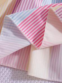 SHEIN Setelan 2 Potong Atasan Camisole dan Celana Panjang Lebar Motif Garis Pelangi Manis untuk Anak Perempuan Remaja, Gaya Liburan Musim Panas yang Segar - MultiWarna - View 9