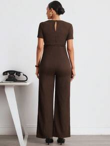 MaterniWear 孕妇纹理系带休闲连体裤 - 咖啡棕 - 查看 3