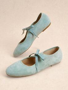 Rosivie Women's Casual Versatile Commuting Simple Lace-Up Flats Valentine's Day - ice blue - View 11