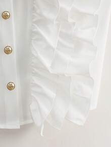 GlowEve Women's Solid Color Ruffle Trim Sleeveless Summer Fashion Shirt - White - View 6