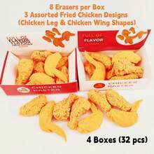 Joivida Bộ 2/4/6/8 hộp tẩy hình cánh và đùi gà rán mô phỏng dễ thương, đồ dùng học tập hình thức ăn sáng tạo dành cho trẻ em. - Nhiều màu - Xem 19