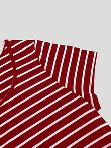 Sweetra 2pcs/Set Plus Size Black White Gray Striped Casual Fashionable Versatile Long Dress For Summer - Multicolor - View 5