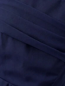 SHEIN 青少年女孩深藍色百褶細肩帶優雅貓眼連身裙，輕盈柔軟面料，適合度假、畢業舞會、Sweet 16、婚禮、夏季 - 藏蓝色 - 查看 9