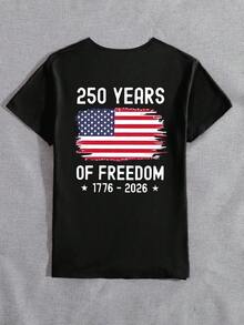 EMERY Camiseta gráfica de mujer con cuello en V con bandera y texto en inglés, para uso casual diario MMJ1 - Blanco - Ver 4