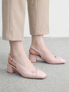 CUCCOO BIZCHIC 女款時尚經典蝴蝶結平底鞋，適合上班約會派對度假，厚底蝴蝶結高跟鞋聖誕春季鞋 - 淺粉色 - 查看 9