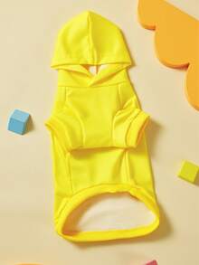 SpongeBob SquarePants | SHEIN 1 件卡通图案印花宠物连帽衫，猫咪衣服，狗狗衣服，尺码 XXS-XXXXL，特小号，特大号，海绵面料。 - 黃色 - 查看 5