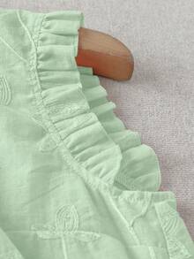 GlowEve Women's Sleeveless Embroidered Frill Trim Shirt - Mint Green - View 6