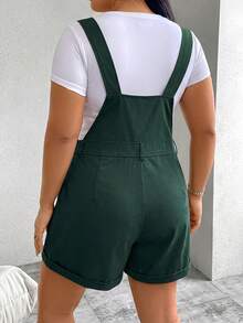 Flirla Quần short yếm nữ size lớn màu trơn có túi, phong cách casual đa năng mặc hàng ngày - Nhiều màu - Xem 2