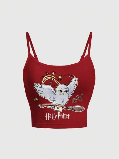 HARRY POTTER X SHEIN 女士字母印花撞色时尚吊带背心