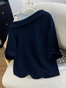 GlowEve CURVE Plus Size Summer Casual Contrast Color 2 In 1 Front Button Pocket Shirt - Multicolor - View 2