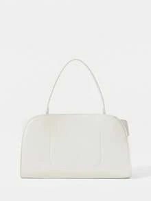 SHECARRY Bolso de mano para mujer, elegante y exquisito para vacaciones, trabajo y viajes, de gran capacidad, con correa de hombro ajustable y detalles metálicos - Pearl White - Ver 3
